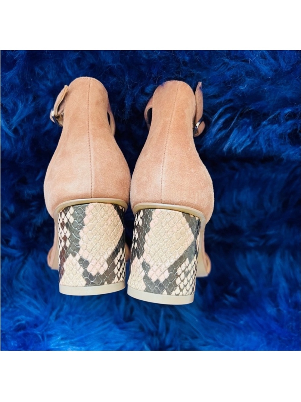 New! Rare STEVE MADDEN Regard Suede Block Animal Print Heel Strappy Sandals - Picture 7 of 10